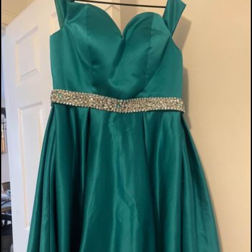 Off the shoulder mini teal dress